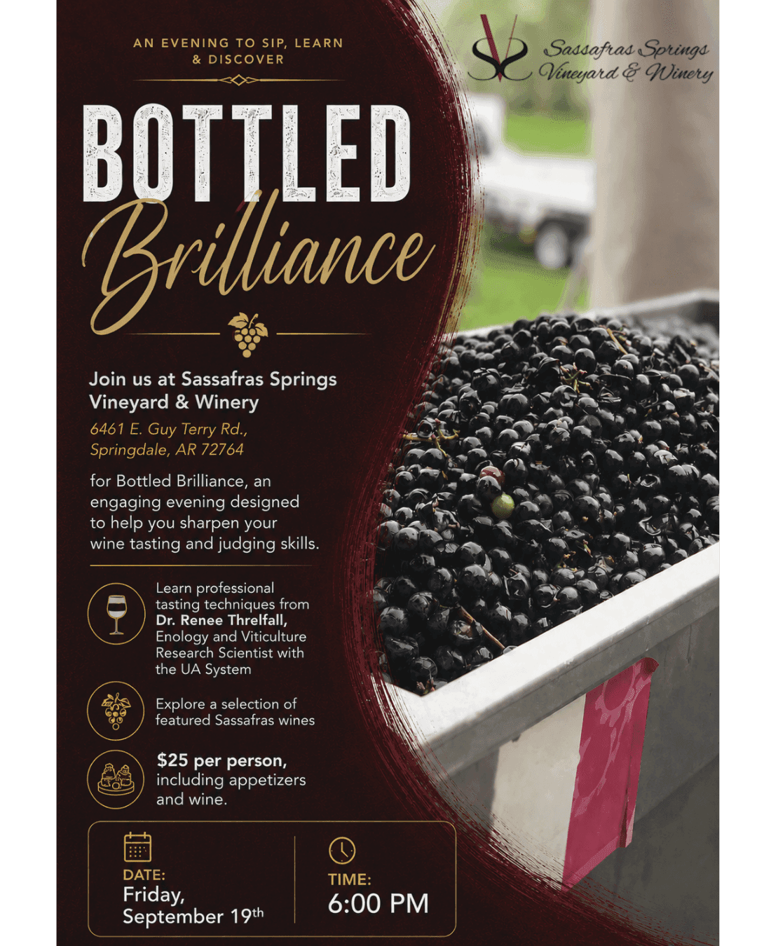 Bottled Brilliance Wine Class at Sassafras Springs Vineyard & Winery