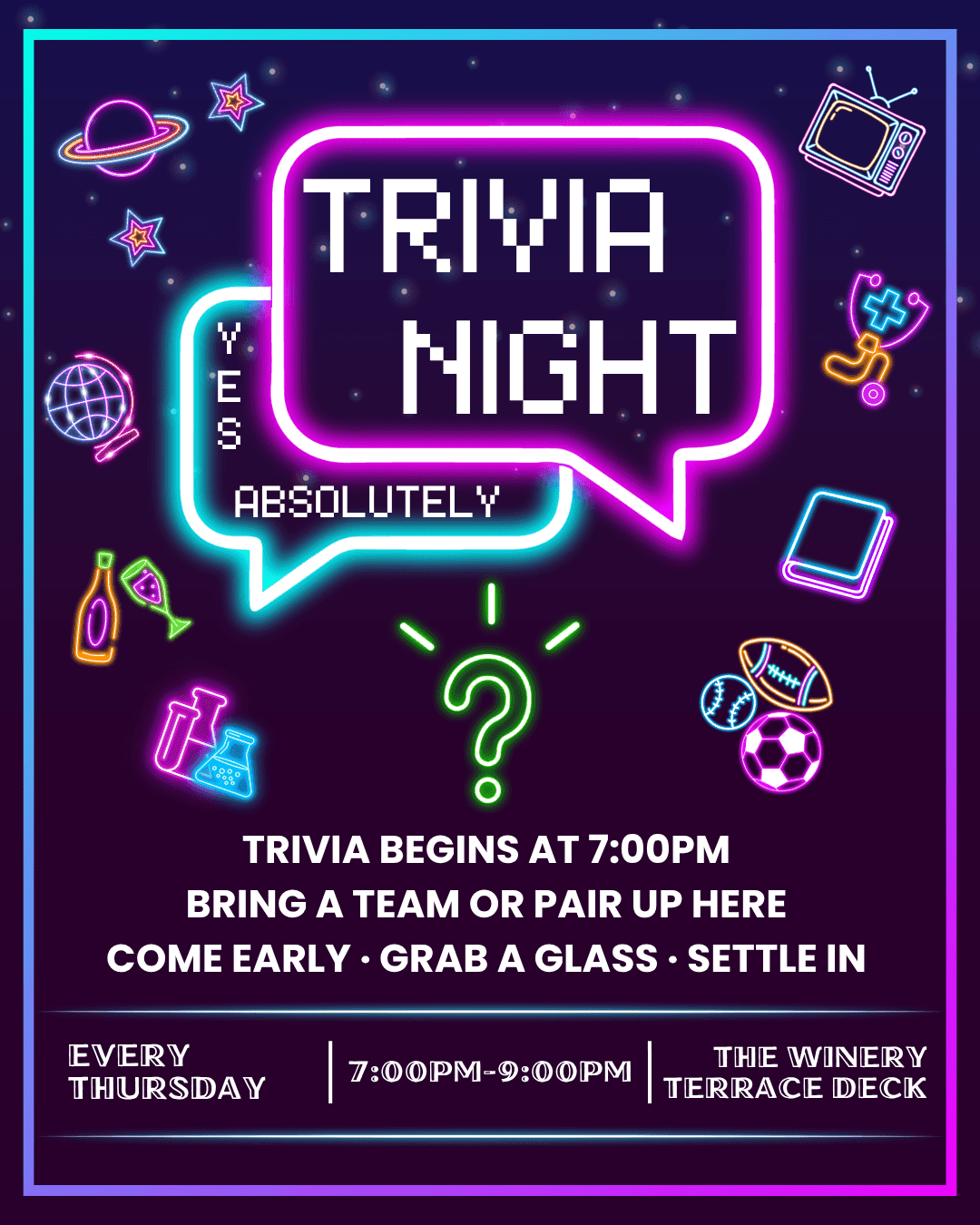 Trivia Night at Sassafras at Sassafras Springs Vineyard & Winery